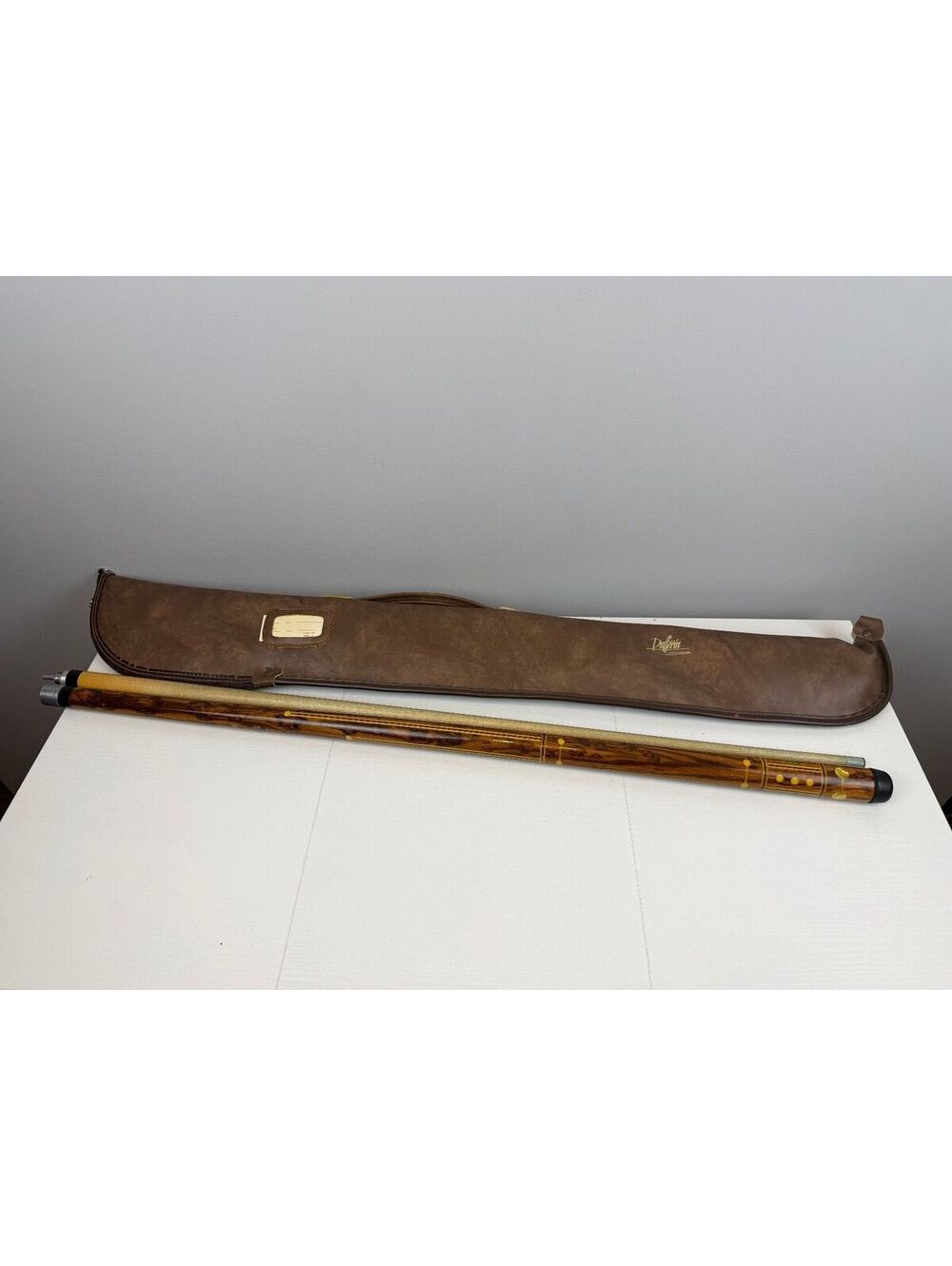 Dufferin Pool Cue with Brown Carry Case - Classic Wood Finish Made In Canada